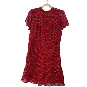 LOFT Red Paisley Short Sleeve Dress 12p